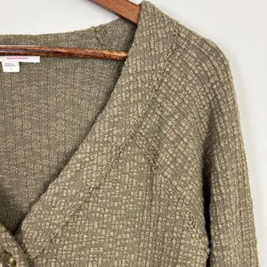 Two‎ By Vince Camuto Cardigan Sweater Women Large Green Buttons V-Neck Knit Crop thumbnail 5