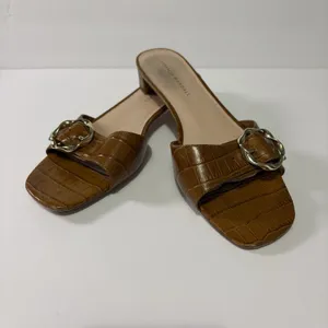Loeffler Randall Edie Twisted Single Buckle Slide Sandals Cognac Brown Size 9.5 thumbnail 3