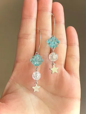 Handmade fairy cute Kawaii funky retro dangle hoop earrings 🍃💚 thumbnail 2
