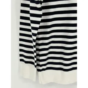 Tommy Hilfiger Turtleneck Sweater Large Striped Metallic White Gold Coastal Prep thumbnail 9