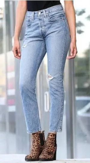 NWT Levis‎ 501 Skinny Light Distress Jeans in Blue Size 26 x 30 thumbnail 1