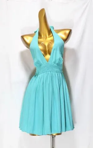 HELLO MOLLY Mint Tropical Temptation Halter Mini Dress thumbnail 4