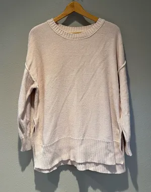 Aerie Oversized Pink Drop Shoulder Knit Sweater Side Slit Size Small thumbnail 1