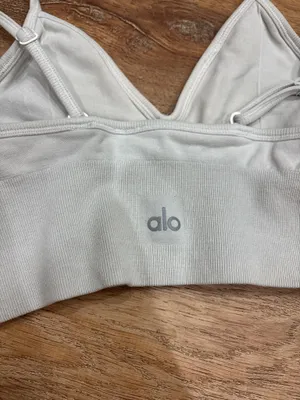 Light Grey Alo Yoga Ribbed Sports Bra thumbnail 2