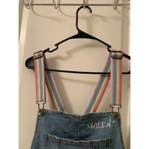 Take Pride Target Women's QUEEN Blue Denim Bib Overalls Rainbow Choose Your Size thumbnail 2