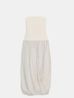 Zara Ivory Strapless Maxi Dress thumbnail 5