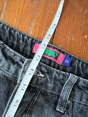Vintage Y2K Empyre Washed Black Straight Leg Cargo‎ Jeans Zipper Knees Size 12 thumbnail 6