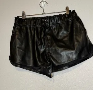 Forever 21 faux leather lace up shorts medium thumbnail 1