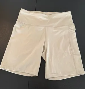 DKNY Women's Cream High-Waisted Biker Shorts with Side Pockets Size L thumbnail 1