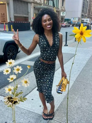 Floral 90’s Black two piece Midi Skirt - Women's New thumbnail 7