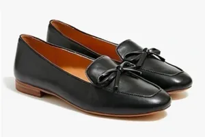 J.Crew Black Bow Square Toe Loafer Ballet Flats Size 8 thumbnail 1