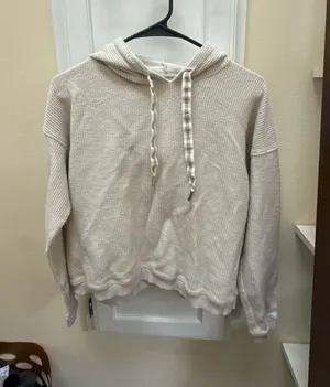 Aerie Waffle Knit Cropped Hoodie Pullover Size S thumbnail 1