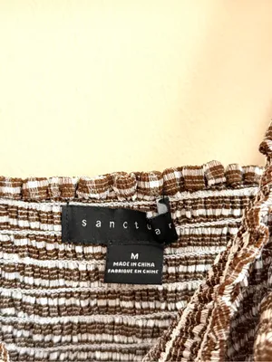 Sanctuary Brown Gingham Plaid Smocked Crop Tank Top Size Medium thumbnail 5