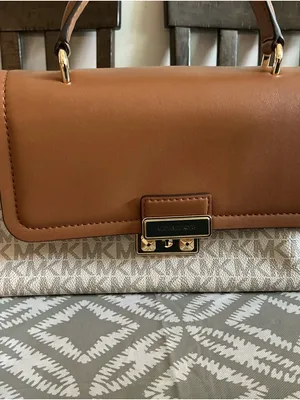Michael Kors Laila Small Satchel Vanilla Acorn MK Logo Chain Crossbody thumbnail 3
