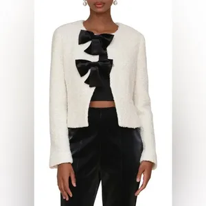 Avec Les Filles Ivory Cream Black Bow Cardigan Blazer NWT thumbnail 3