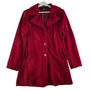 Formula X Small S Pea Coat Vintage Velour Fleece Lined 3 Button‎ Jacket Pockets thumbnail 1