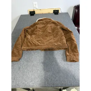 BBJ Los Angeles Women's Brown Cotton Sherpa Lined Trucker Jacket Pockets Sz XL thumbnail 9