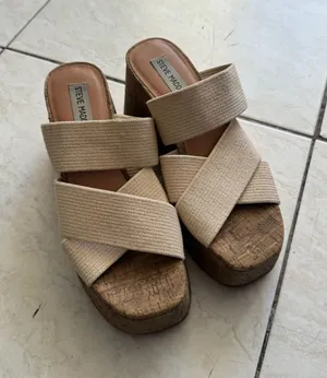 Steve Madden cream cork stretch platform sandals  thumbnail 1