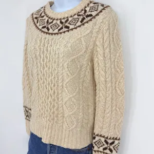 Polo Ralph Lauren Cable Knit Fair Isle Wool‎ Sweater XS Nordic Sample Rare thumbnail 2