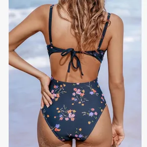 Cupshe Navy Floral One-Piece Swimsuit size large thumbnail 5