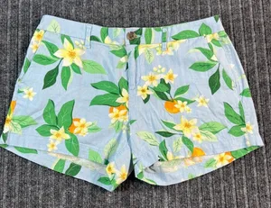 OLD NAVY Everyday Short Women 6 Blue Botanical Linen Blend‎ Tropical Citrus thumbnail 1