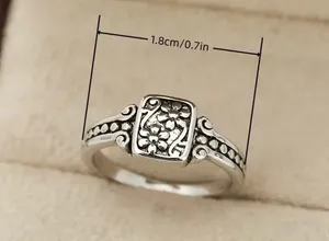 & Other Stories Women’s Stainless Steel Silver Bohemian Flower Design Ring Size 7 thumbnail 4