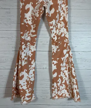 Sunland17 high rise cowhide flare with frayed hem jeans size Small thumbnail 7