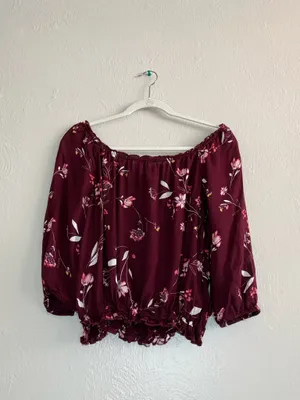 arizona maroon off the shoulder top thumbnail 2