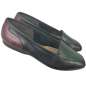 Enzo Angiolini Leather Loafers Flats Colorblock Square Toe Navy Burgundy‎ 5.5 thumbnail 8