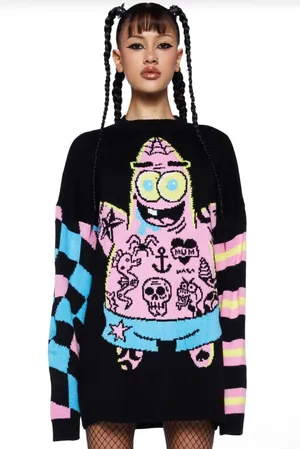 Dolls Kill x SpongeBob Rebel Star Intarsia Sweater size XS/S thumbnail 1