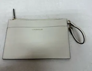 Calvin Klein White Leather Wristlet Pouch with Detachable Strap thumbnail 1