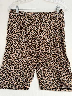 white birch Leopard Print Bike Shorts - Tan and Black thumbnail 1