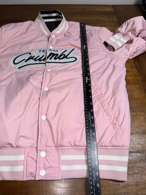 Team Crumbl Pink‎ Black Reversible Varsity Jacket Pink Size L thumbnail 7