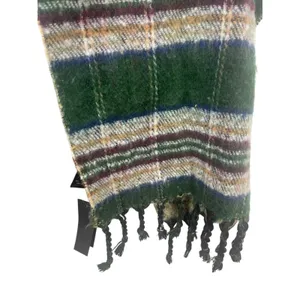 Steve Madden Reversible Wrap Shawl Scarf Green Plaid & Leopard Fringe 82x21’ NWT thumbnail 4