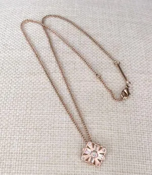 Madison Rose Gold Necklace Pendant Square Charm thumbnail 1