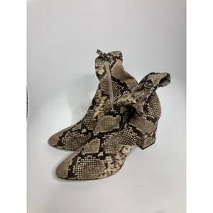 Steve Madden Tristine Booties Women 10M Tan Snakeskin Excellent Block Heel Zip thumbnail 4
