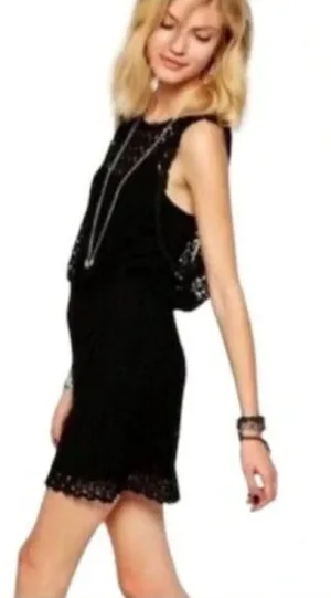 Free People Black crochet Mini dress Medium thumbnail 1