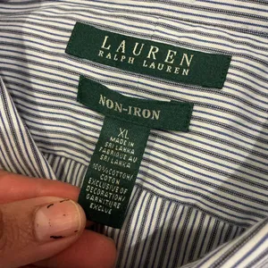 Lauren Ralph Lauren Pinstripe Button Down Shirt Blue White Non-Iron XL Logo thumbnail 4