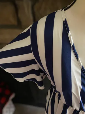 Adorable navy blue and white striped dress thumbnail 6