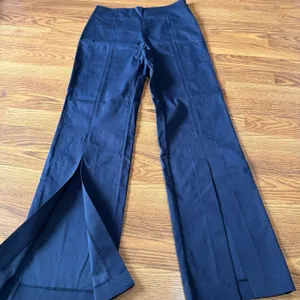 Jonathan Simkhai Midnight Black Front Slit Tailored Pants Small 6 Blue thumbnail 14