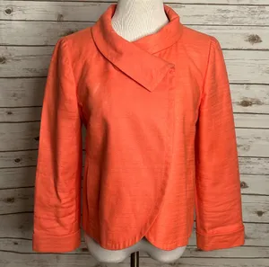 J.Crew coral linen cotton structured collar 3/4 length sleeve blazer Size 10 thumbnail 1