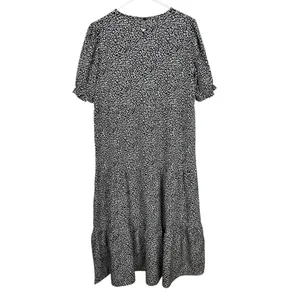 Pretty Garden Dress Size Large Black White Cheetah Print Tiered Maxi thumbnail 2
