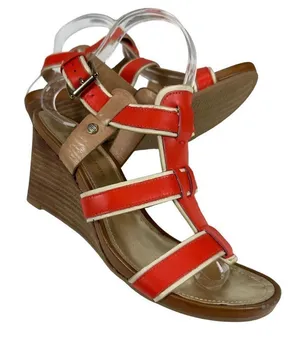 Tommy Hilfiger Women’s Leather Gladiator Wedge Sandals thumbnail 1
