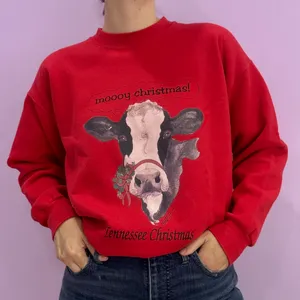 Hanes Vintage 90s Tennessee Christmas Cow 50/50 Sweatshirt thumbnail 2
