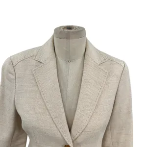 Burberry‎ London Suit Blazer Linen Blend Tan Cream Beige Size 38 US 4 thumbnail 3