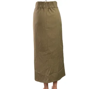 Murua Women's Khaki Green High Waist Lace Up Tie Front Slit Midi Skirt Size 1 thumbnail 3