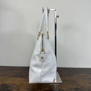 Fendi Vintage Satchel Bag Womens Medium White Leather Italy Top Handle FF thumbnail 5