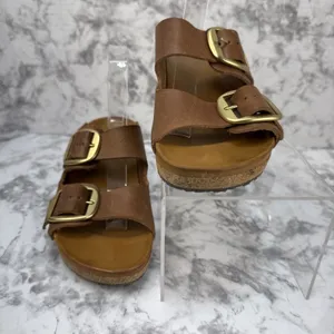 Birkenstock Papillio Brown Oil Leather Nora Big Buckle Wedge Sandal Size 39 8.5 thumbnail 6