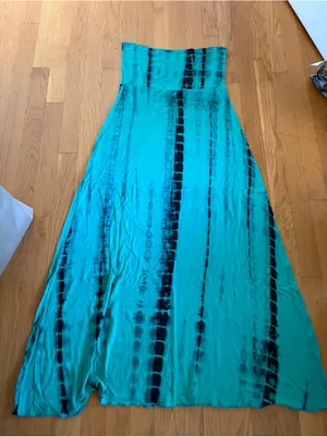 Club Z Collection Convertible Tie-Dye Skirt Dress Green Black Size L thumbnail 1
