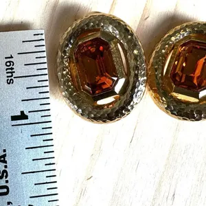 Vintage Christian Dior Amber Glass Clip-On Earrings thumbnail 7